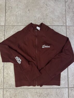 Darc Sport Women's Maroon Zip-Up Jacket with White Wolf Embroidery
